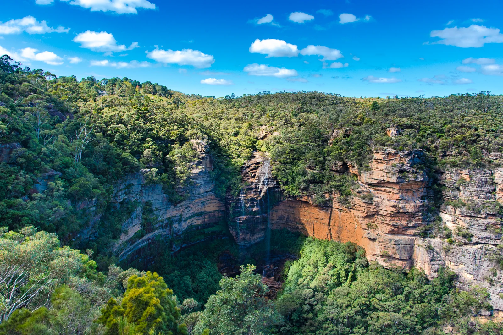 Wentworth Falls descending through the Blue Mountains escarpment