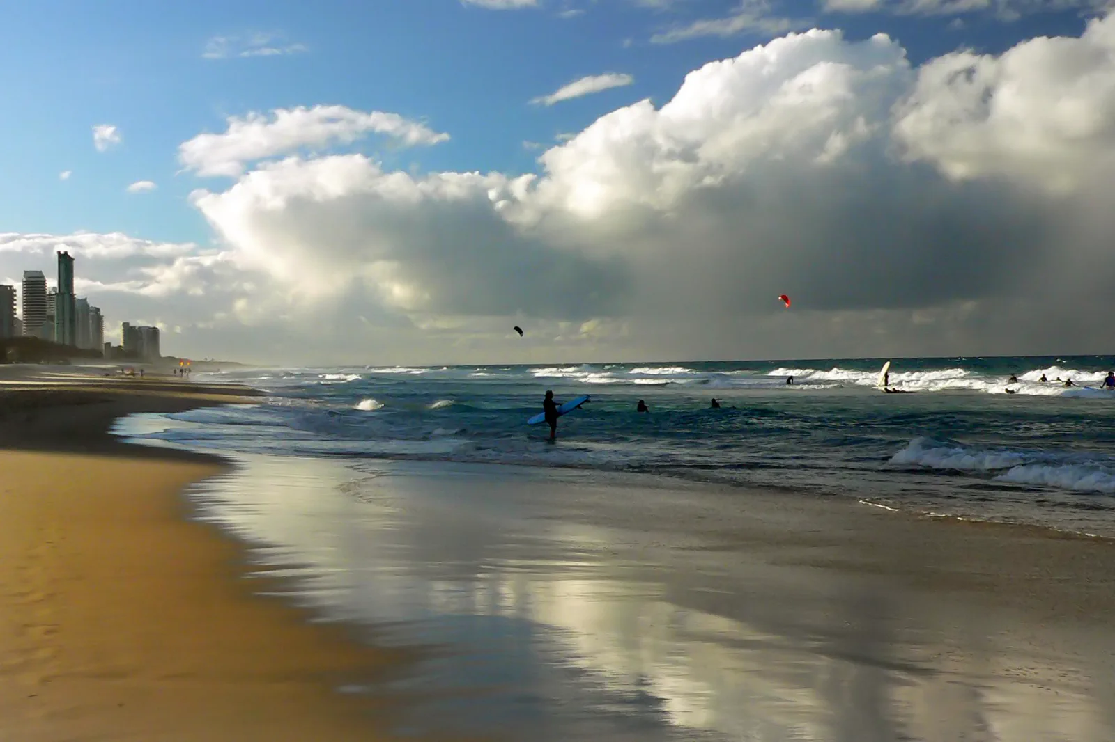 Gold Coast skyline and beach near Surfers Paradise