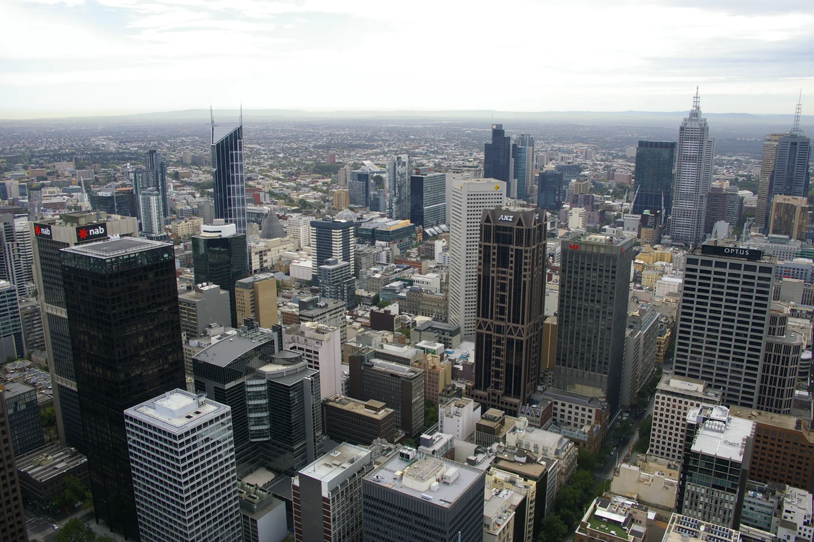 Melbourne central business district seen from above
