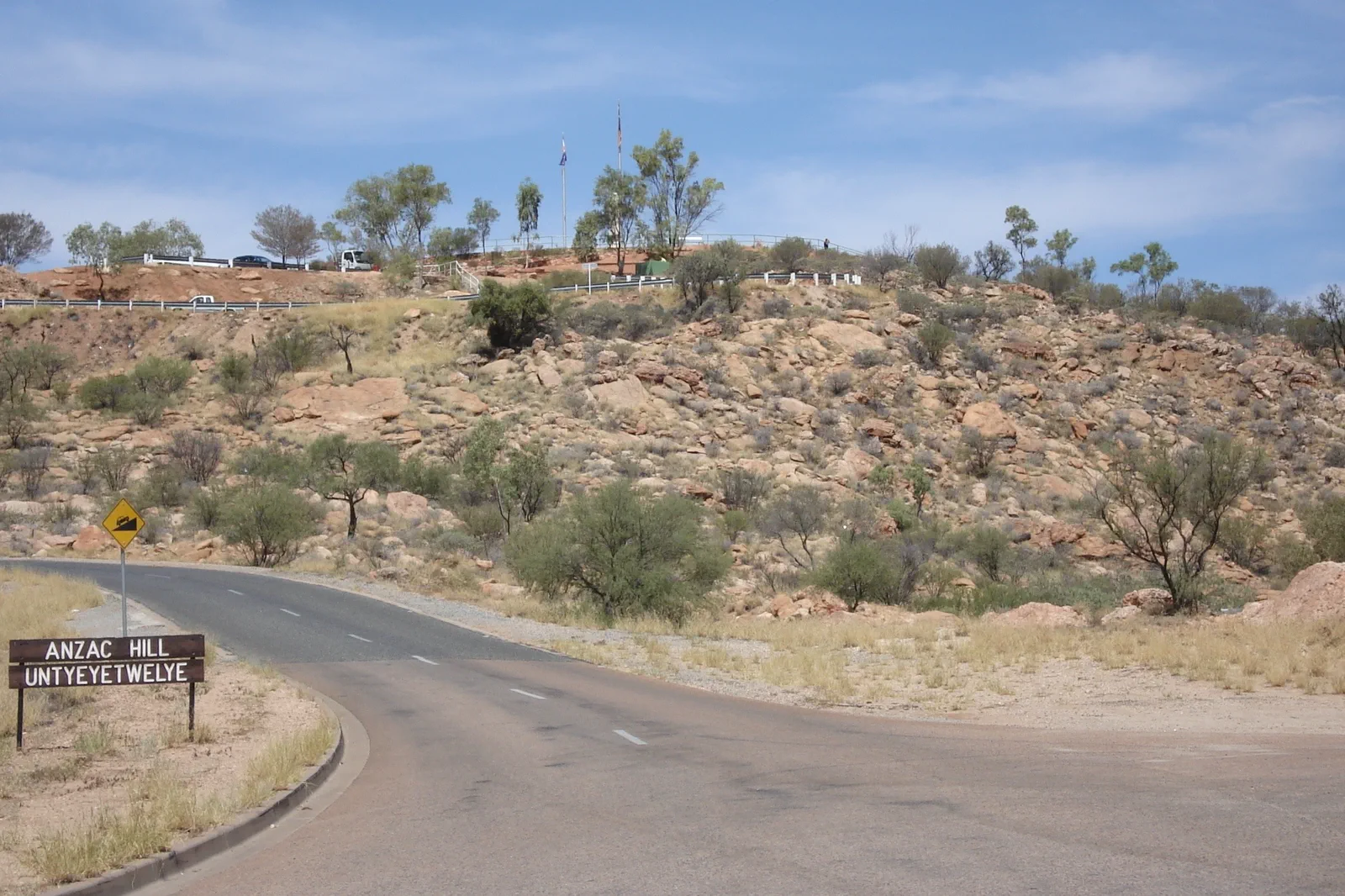Road and rocky landscape at Anzac Hill in Alice Springs