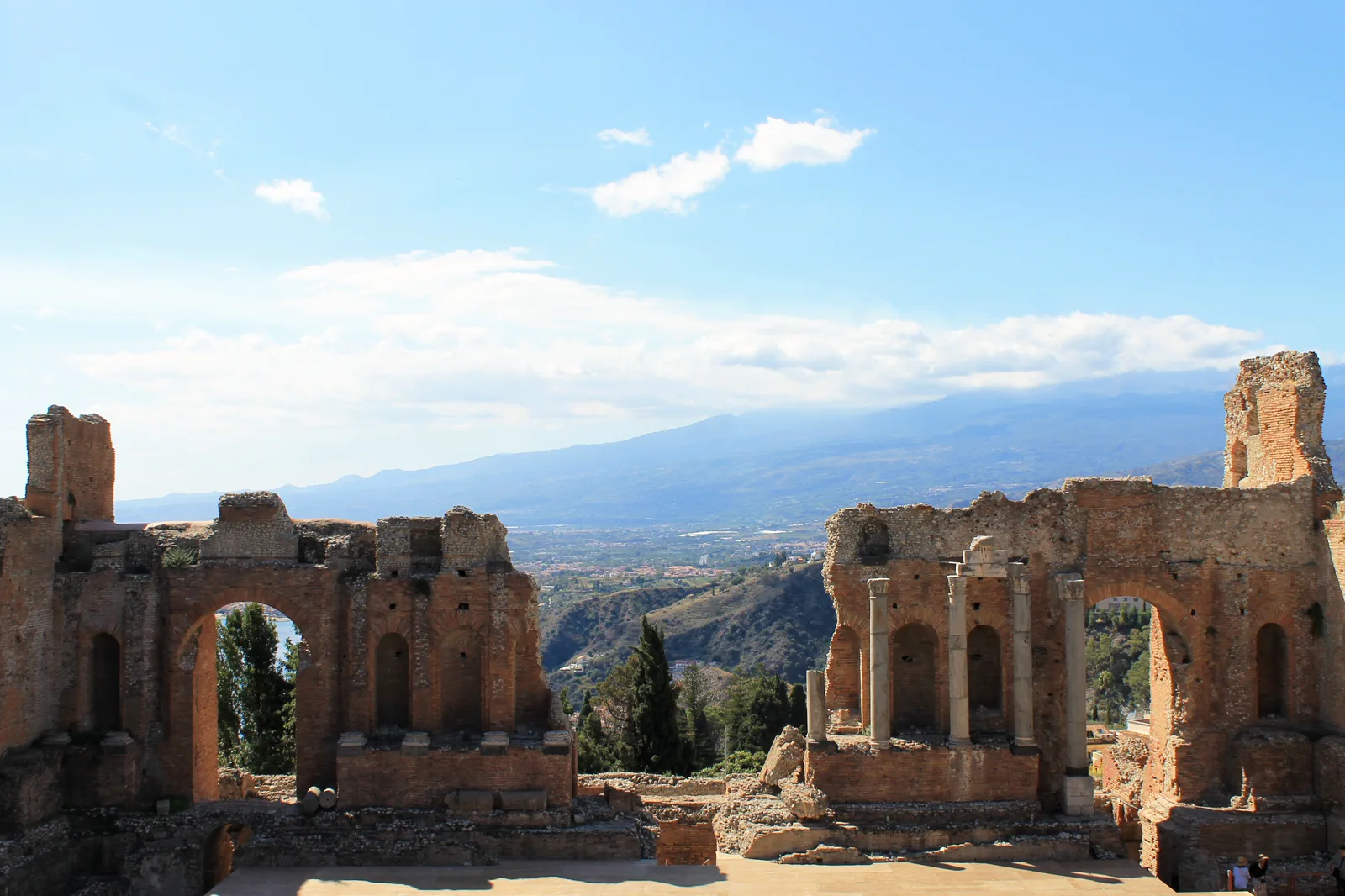 Taormina’s ancient theatre overlooking the Ionian Sea and Mount Etna