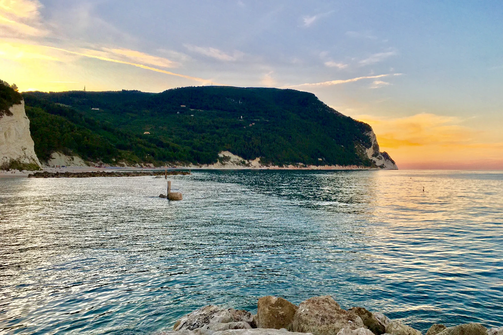 The forested Monte Conero headland above the Adriatic Sea