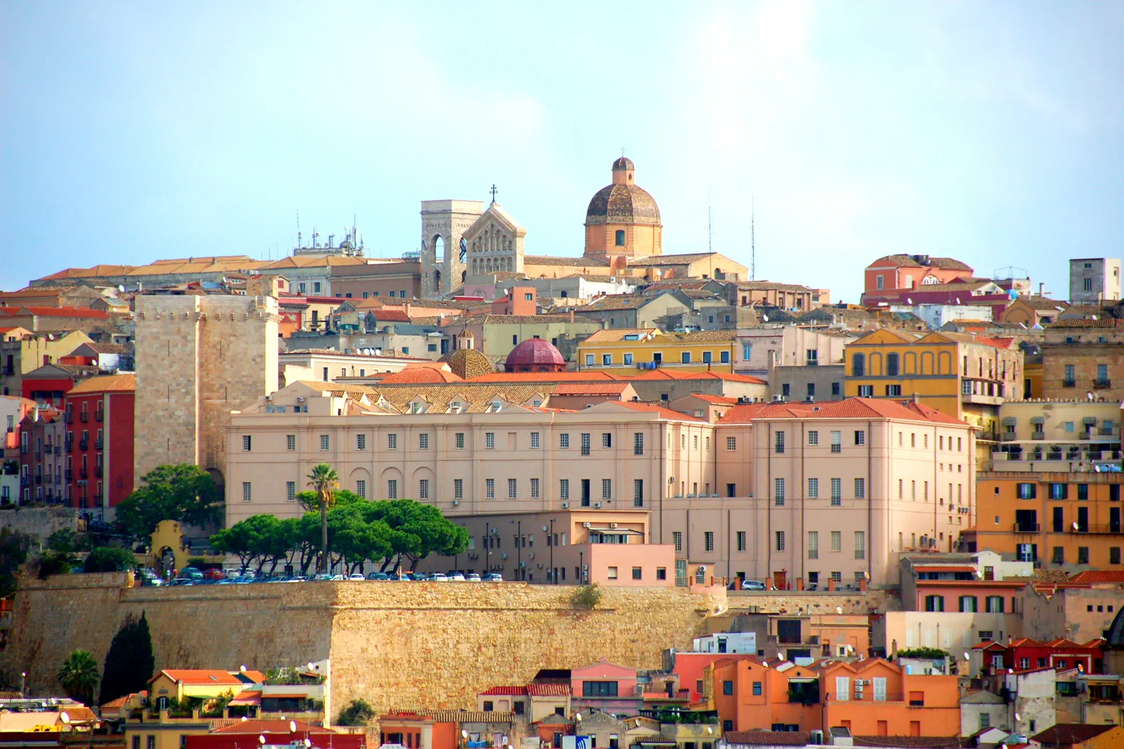 Cagliari’s Castello district rising above the city and the Gulf of Angels