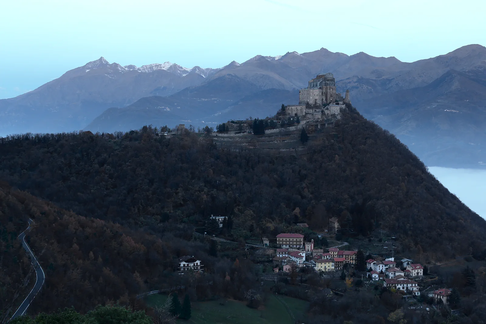 Sacra di San Michele rising above the Susa Valley in Piedmont