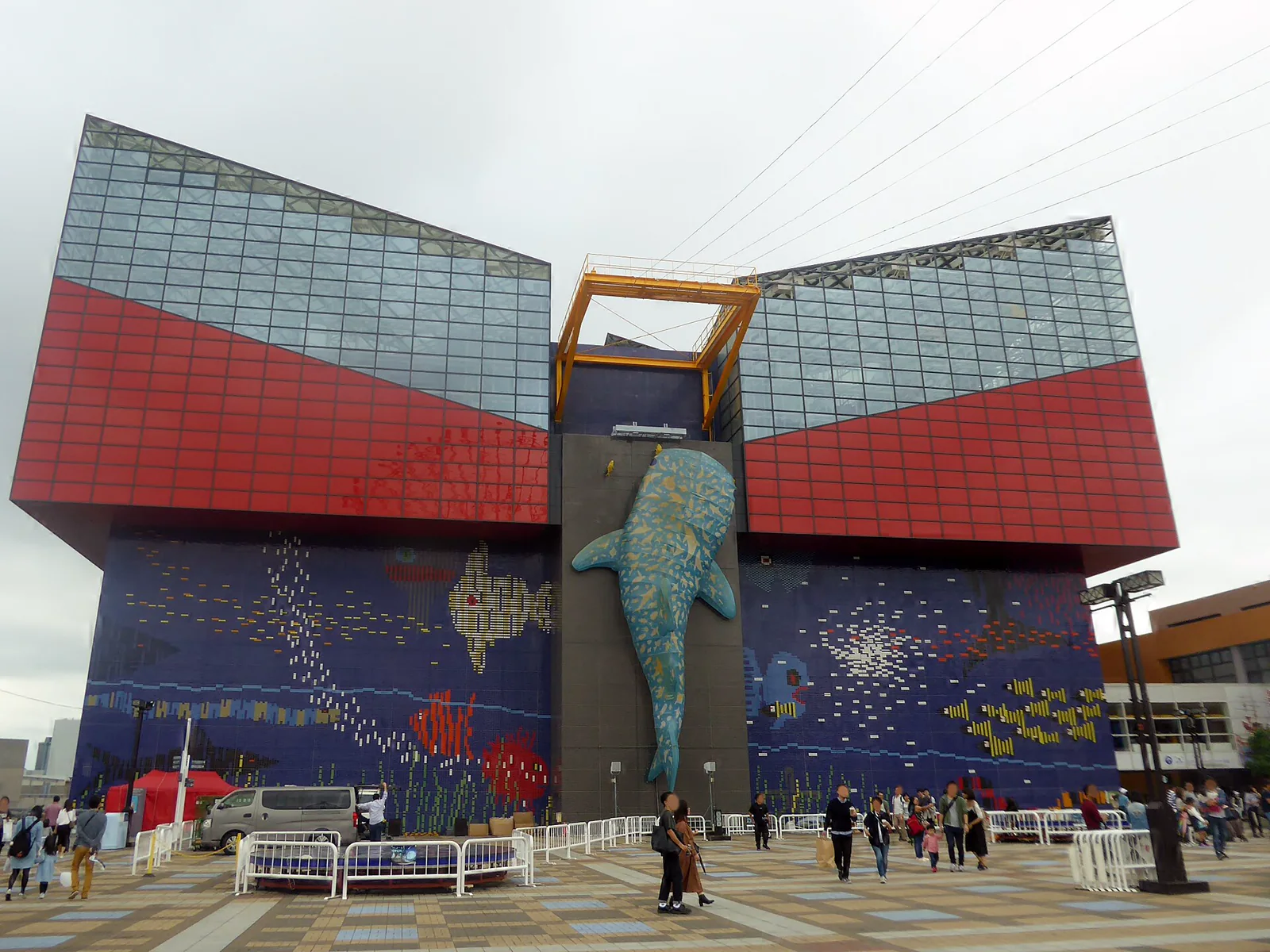 Colorful exterior of Osaka Aquarium Kaiyukan at Tempozan Harbor Village