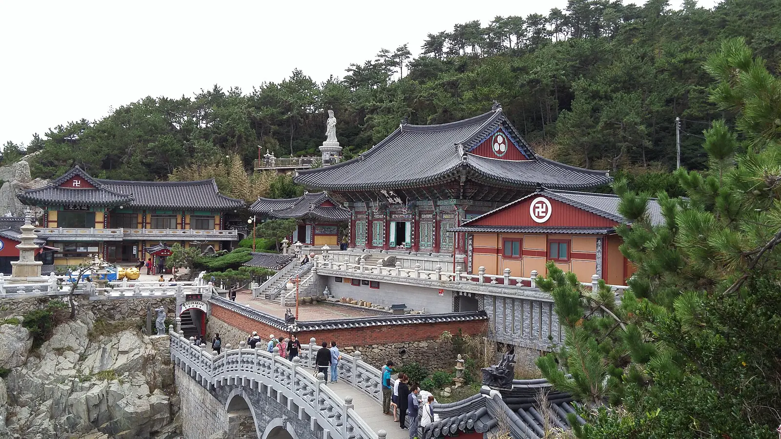 Haedong Yonggungsa temple buildings above Busan's rocky east coast