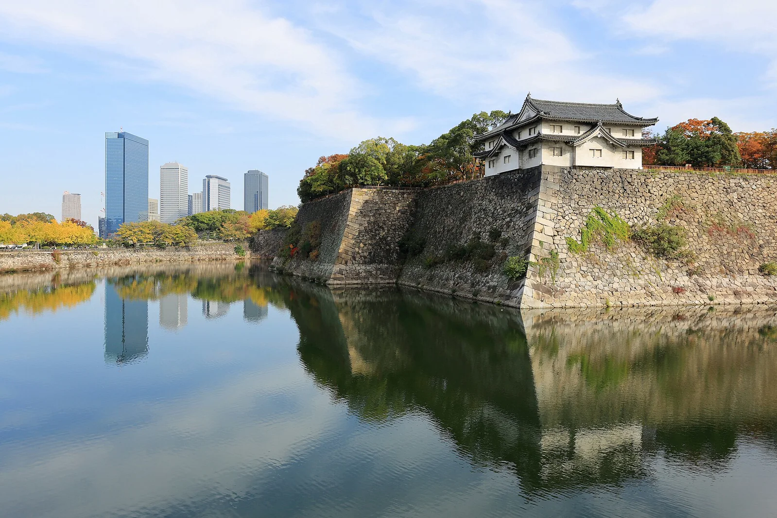 Osaka Castle moat and stone walls