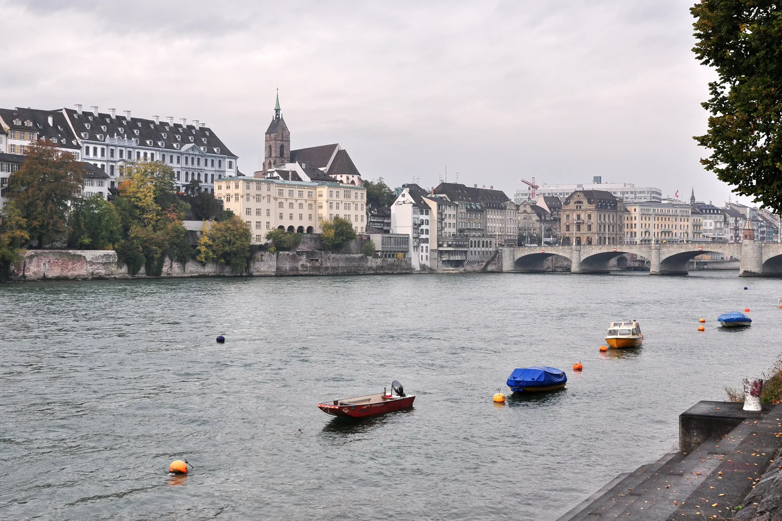 Basel Rhine waterfront with Kleinbasel
