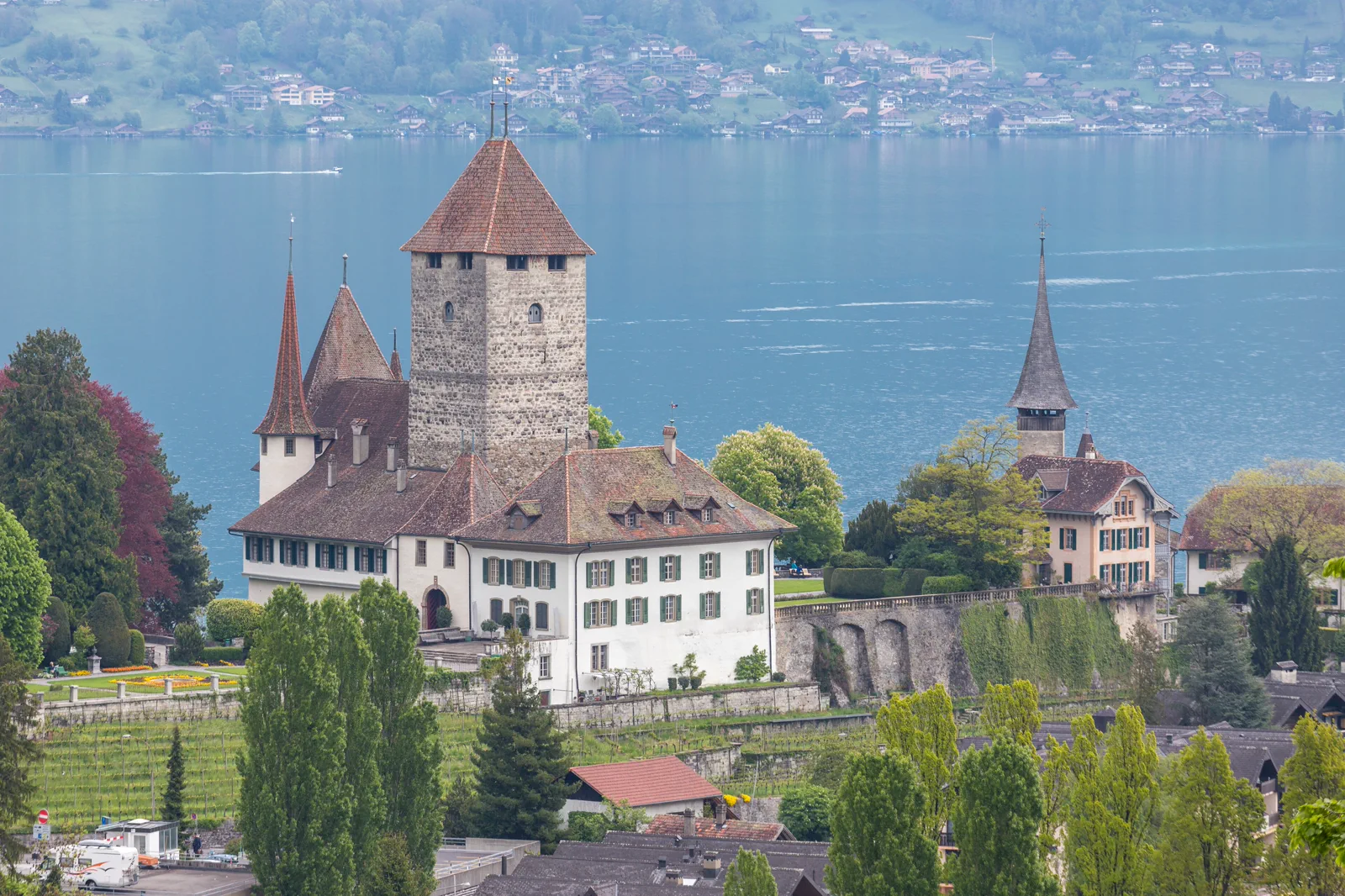 Spiez and Lake Thun with mountains