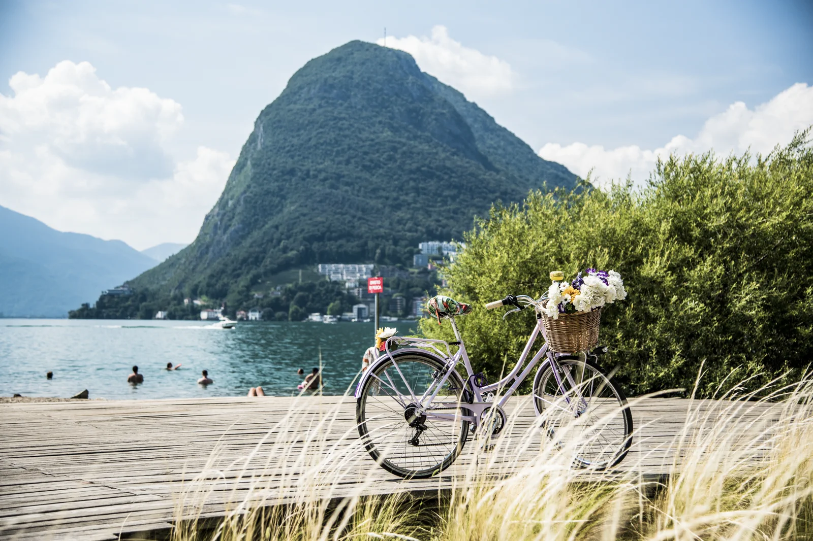 Lake Lugano and mountains from Monte San Salvatore area