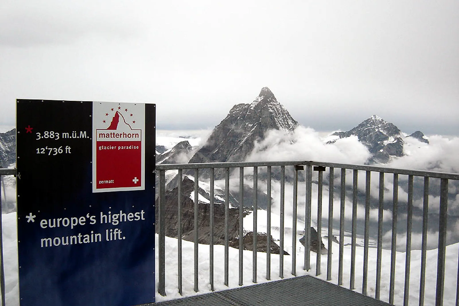 High alpine cable car terrain near Klein Matterhorn above Zermatt