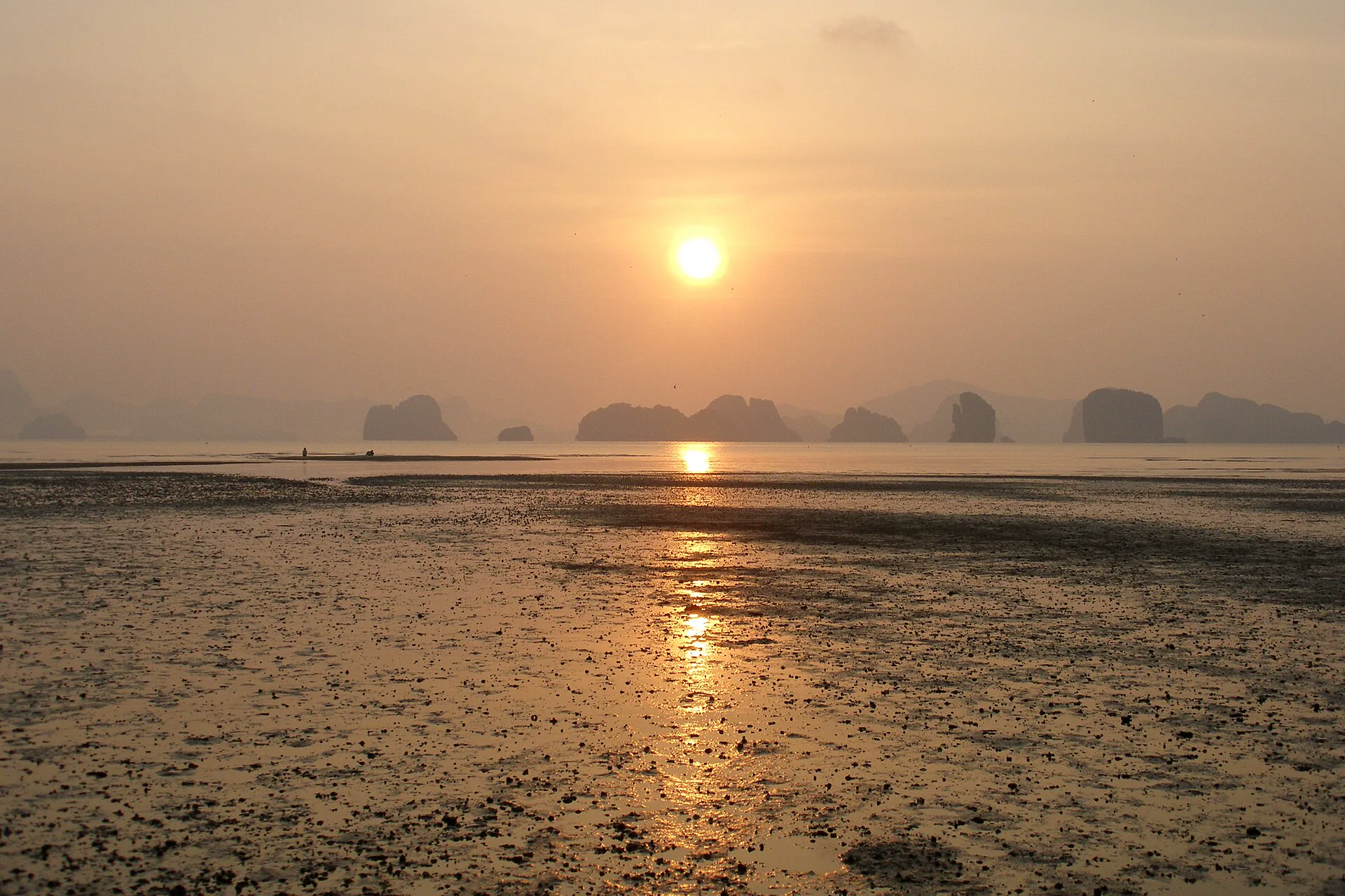 Sunrise and limestone islands across Phang Nga Bay from Ko Yao Noi