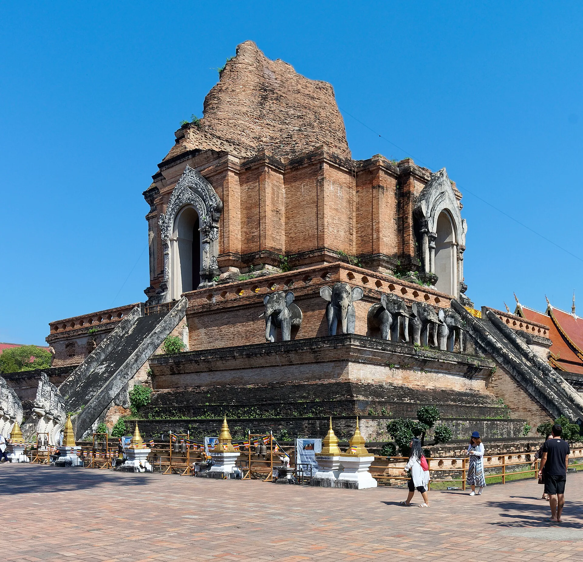 Historic brick chedi at Wat Chedi Luang in Chiang Mai