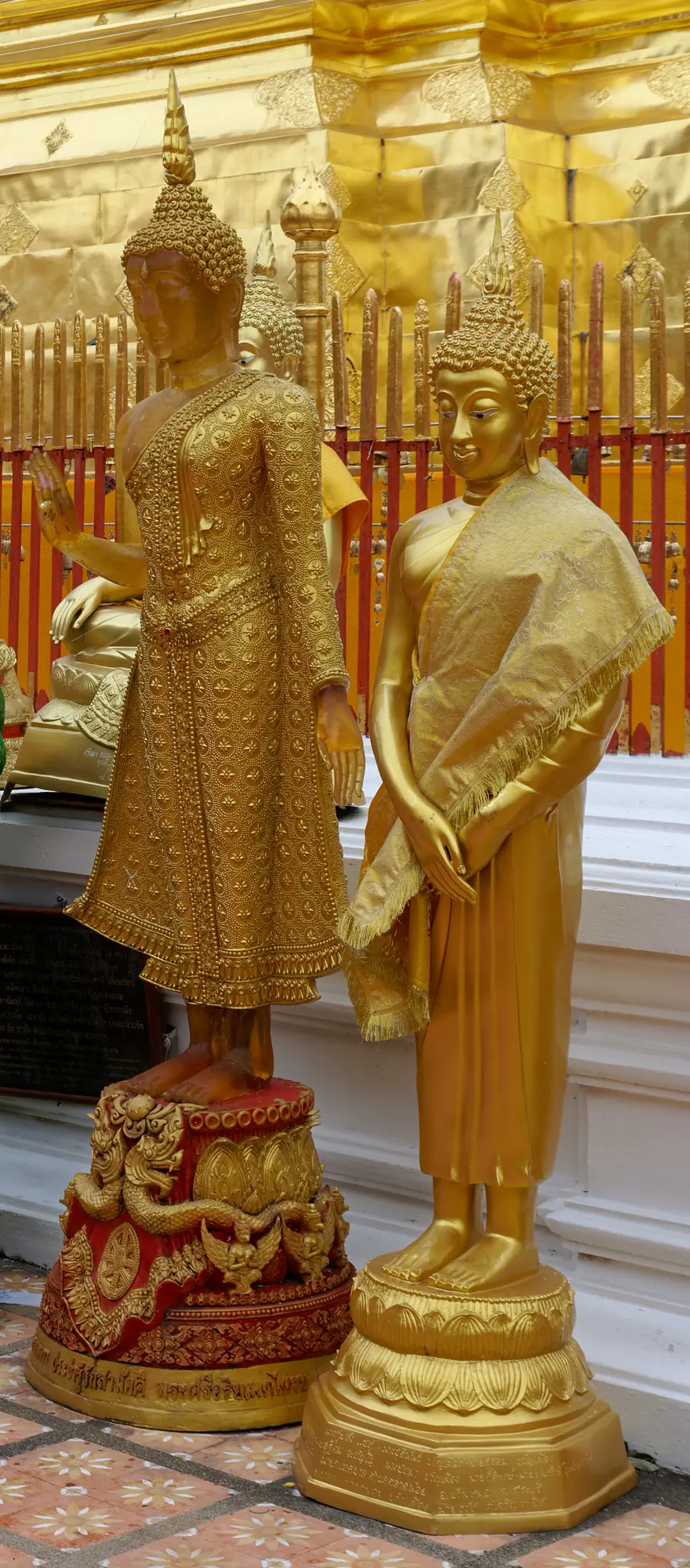 Golden Buddha figures at Wat Phra That Doi Suthep in Chiang Mai