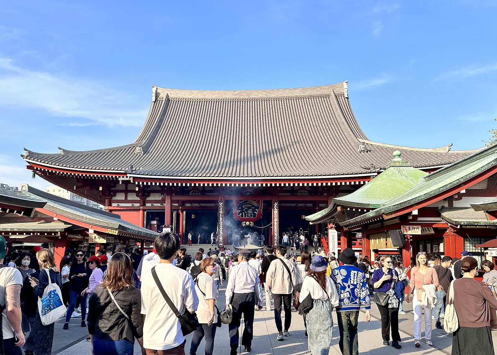 Main hall and visitors at Sensoji temple in Asakusa