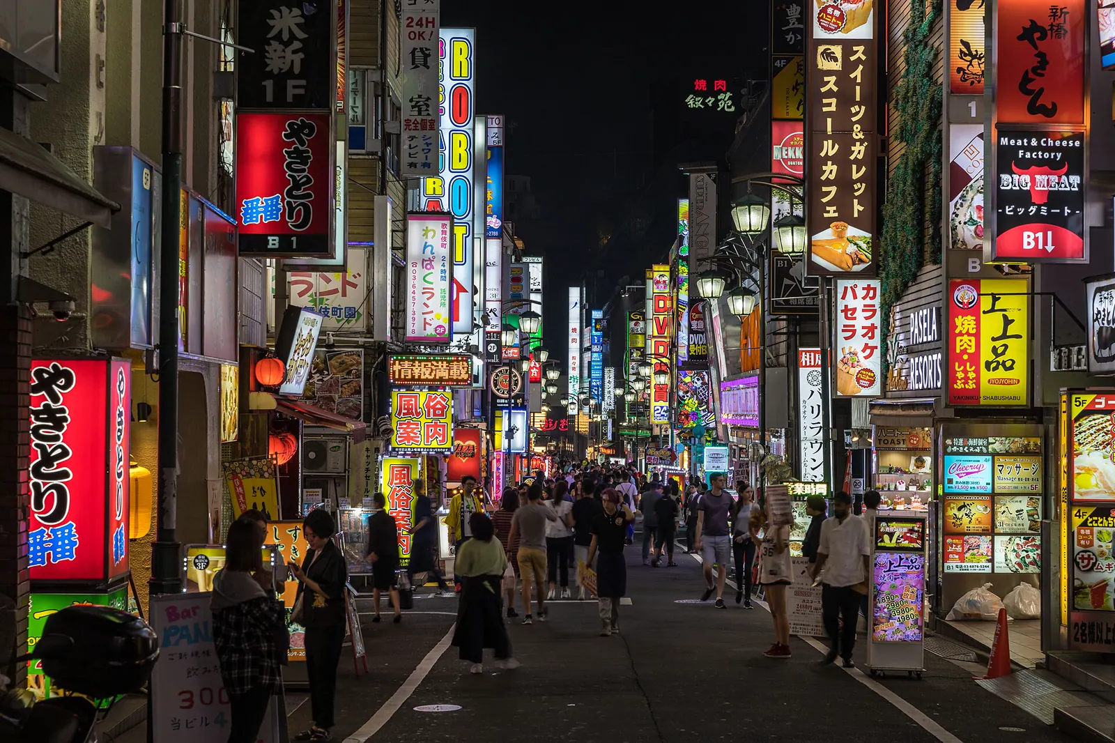 Dense colorful neon signs in Kabukicho, Shinjuku
