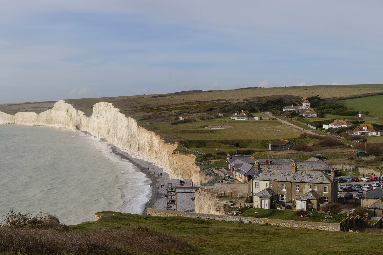 White chalk cliffs of the Seven Sisters on the Sussex coast