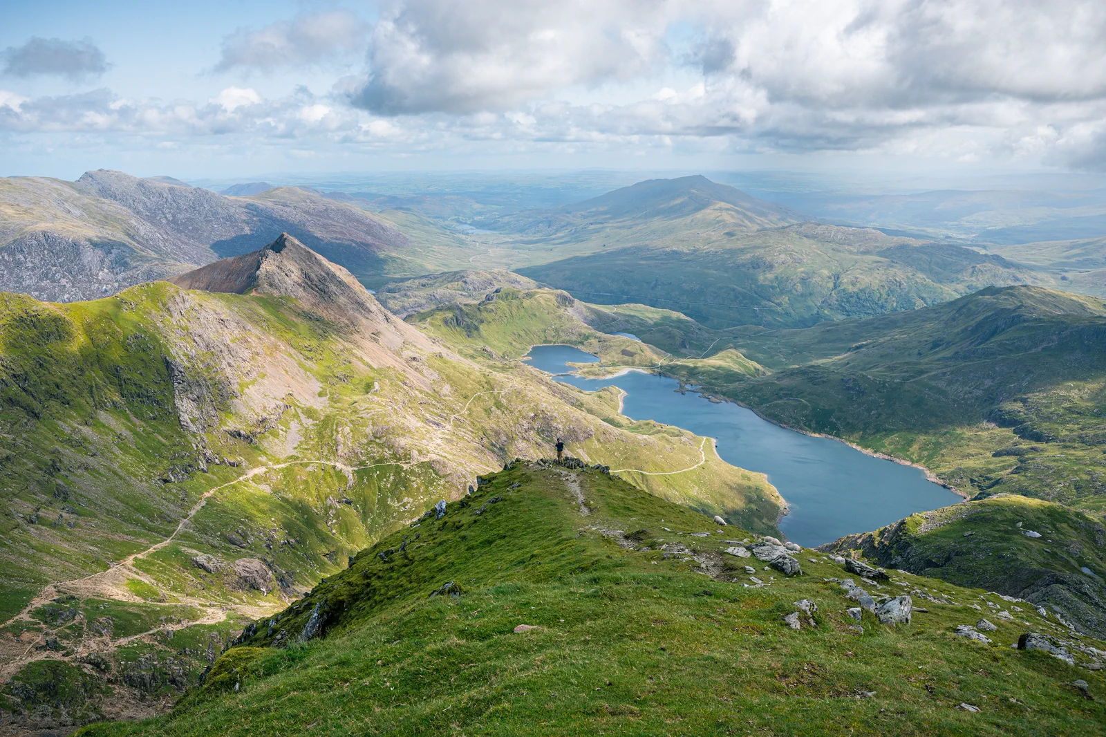 Yr Wyddfa rising above the Eryri landscape in North Wales